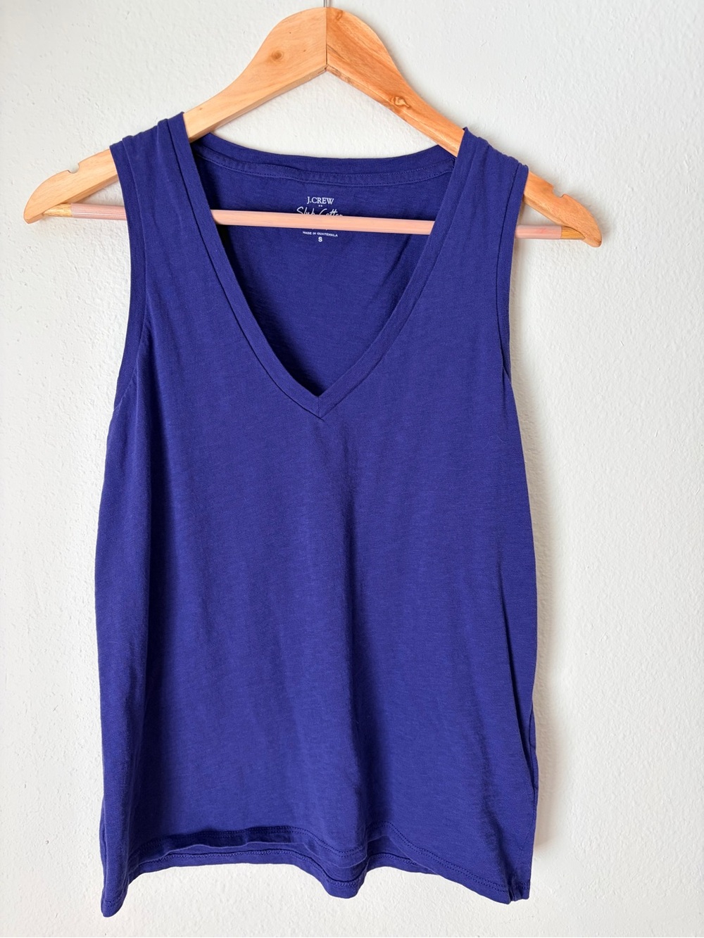J. Crew Slub Cotton Sleeveless V-Neck Tank Top in Deep Blue/Purple